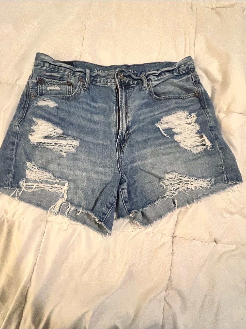 American Eagle- Light Blue Distressed Denim Shorts - Women